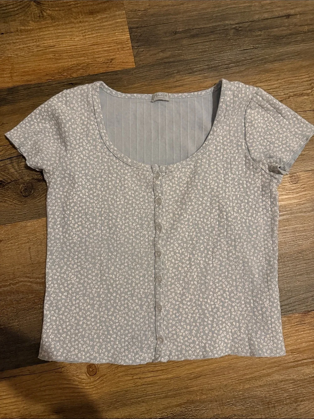 John Galt Light Blue Floral Button-Front Women’s Top